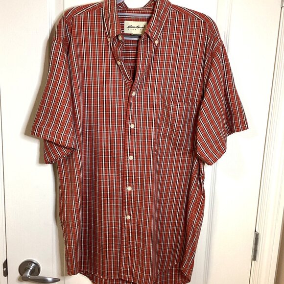 Eddie Bauer Vintage Men's Red Plaid Short Sleeves Button Down Shirt Size S/P - Picture 1 of 6